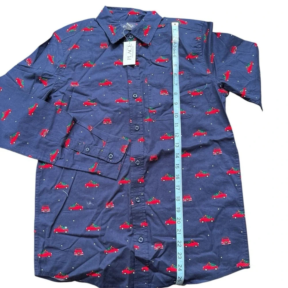 The Childen's Place Boys Long Sleeve Christmas Dress Shirt, Size 16, XXL